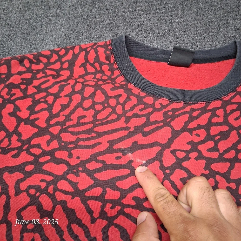 Vintage Nike Air Jordan Prime Flight Elephant Print‎ Sweatshirt Size 3XL Red 90s
